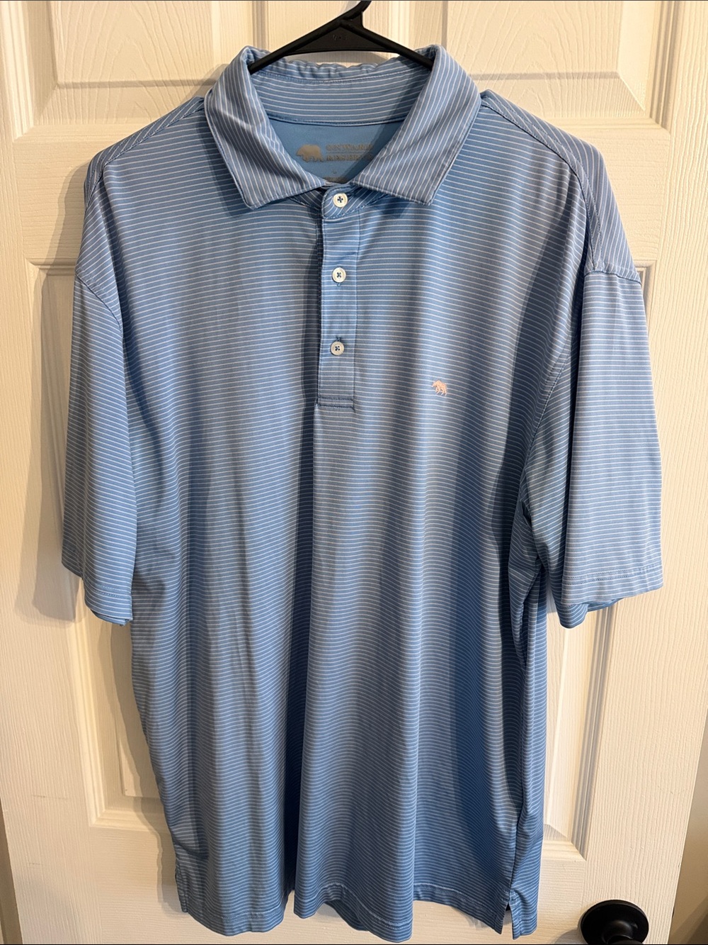 Men's Light Blue Striped Polo Shirt - Performance Comfort